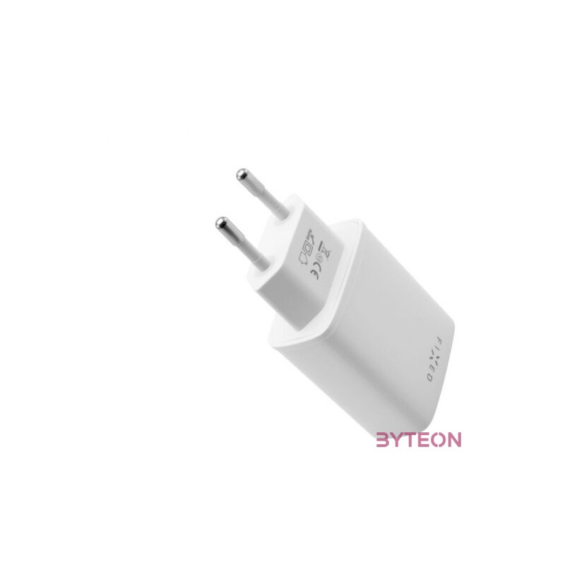 FIXED hálózati töltő USB-C és USB kimenettel, PD, 30W, fehér
