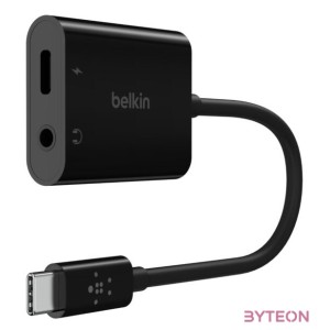 Belkin RockStar 3.5mm Audio  USB-C Charge Adapter Black