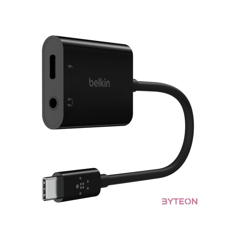 Belkin RockStar 3.5mm Audio  USB-C Charge Adapter Black