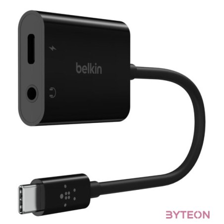 Belkin RockStar 3.5mm Audio  USB-C Charge Adapter Black