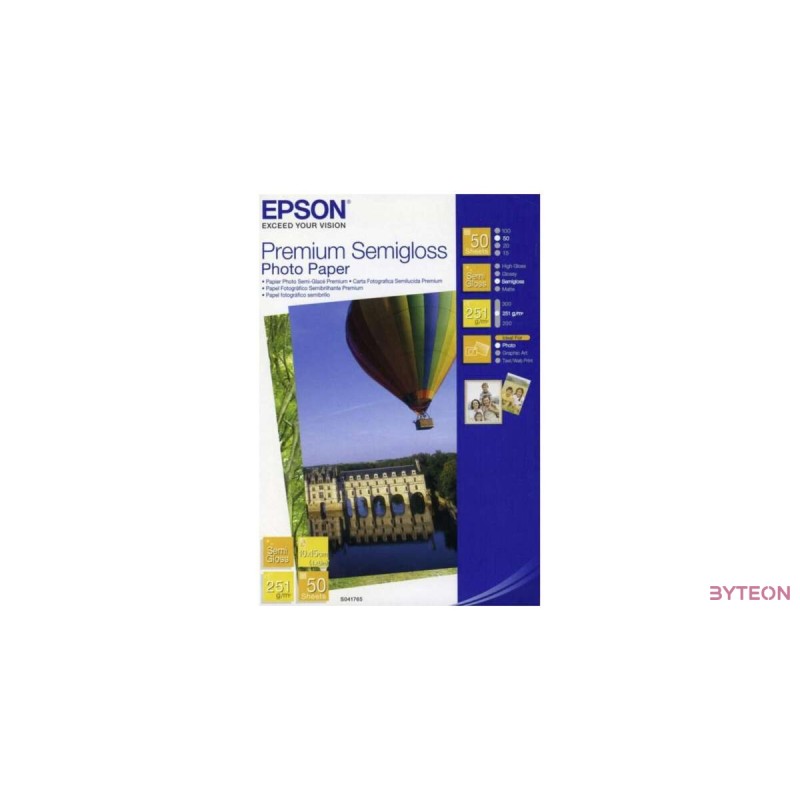 Epson Premium Semigloss Photo Paper (A4, 50db)