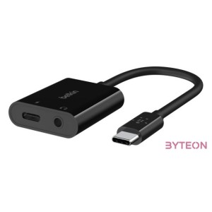 Belkin RockStar 3.5mm Audio  USB-C Charge Adapter Black
