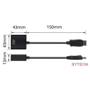 ACT AC7510 DisplayPort - DVI adapter Black