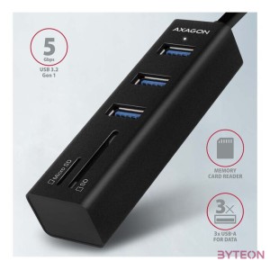 AXAGON HMA-CR3A USB3.2 multiport Hub 3-port  SD,microSD metal