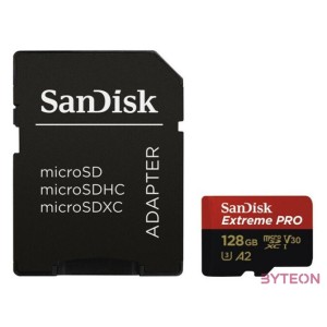 Sandisk 128GB microSDXC Extreme Pro Class 10 UHS-I A2 C10 V30  adapterrel
