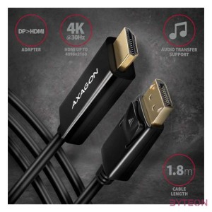 AXAGON RVD-HI14C2 DisplayPort to HDMI active cable 4K30Hz 1,8m Black