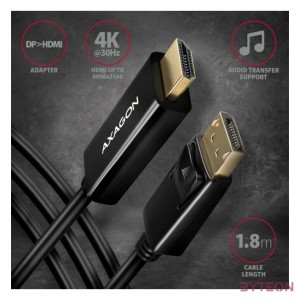 AXAGON RVD-HI14C2 DisplayPort to HDMI active cable 4K30Hz 1,8m Black