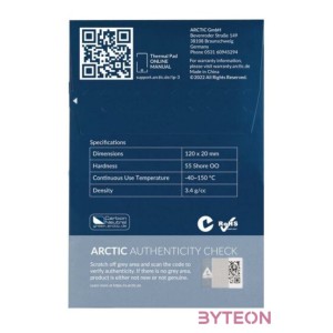 Arctic TP-3 120x20x1mm Hővezető lap (4lap,csomag)