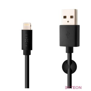 FIXED Data and charging cable with USB,Lightning connectors, 1 meter, MFI certified, 20W Fekete