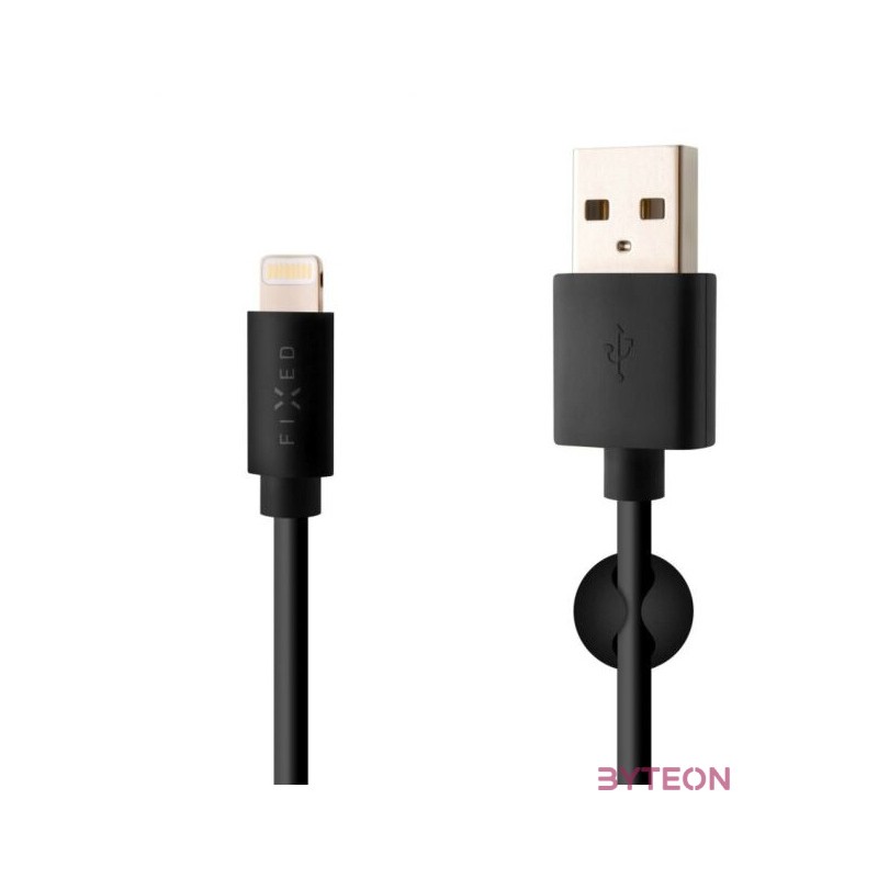 FIXED Data and charging cable with USB,Lightning connectors, 1 meter, MFI certified, 20W Fekete