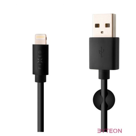 FIXED Data and charging cable with USB,Lightning connectors, 1 meter, MFI certified, 20W Fekete