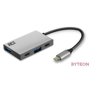 ACT AC7070 Hub 4 port with 2x USB-C and 2x USB-A Grey