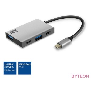 ACT AC7070 Hub 4 port with 2x USB-C and 2x USB-A Grey