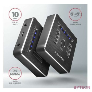 AXAGON ADSA-M2C SuperSpeed USB-C 10 Gbps Dual NVMe M.2 SSD Clone Master Dock