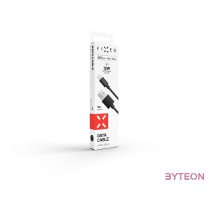 FIXED Data and charging cable with USB,Lightning connectors, 1 meter, MFI certified, 20W Fekete