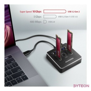 AXAGON ADSA-M2C SuperSpeed USB-C 10 Gbps Dual NVMe M.2 SSD Clone Master Dock