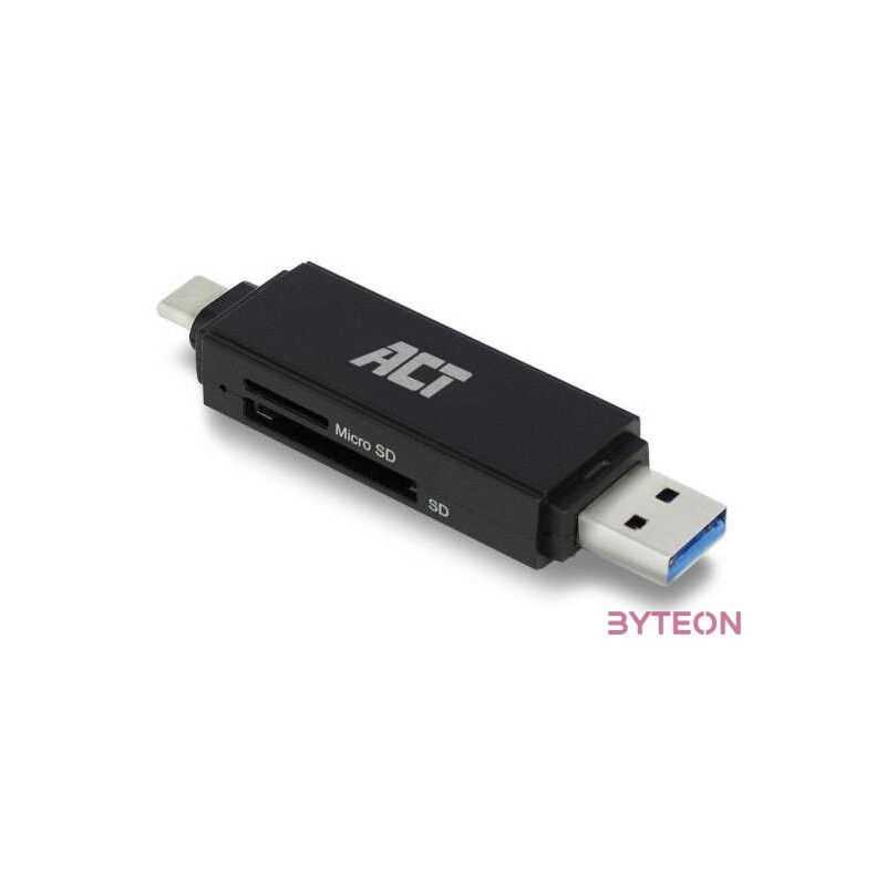 ACT AC6375 USB-C,USB-A Card Reader for SD,MicroSD