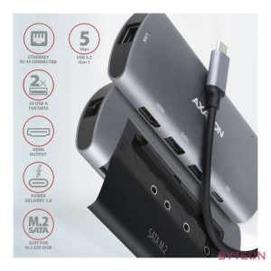 AXAGON HMC-6M2 SuperSpeed USB-C Combo 6in1 Hub