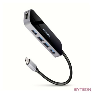 AXAGON HMC-6H4A SuperSpeed USB-C COMBO 6in1 hub Black,Grey