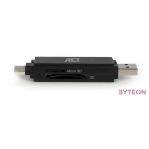 ACT AC6375 USB-C,USB-A Card Reader for SD,MicroSD