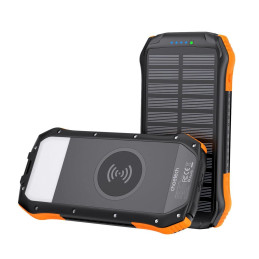 Choetech B567 Solar power bank with inductive charging 3x USB  20000mAh 20W / QC 18W / Qi 10W (black-orange)