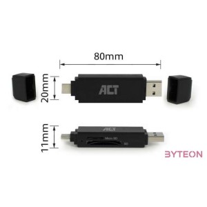 ACT AC6375 USB-C,USB-A Card Reader for SD,MicroSD