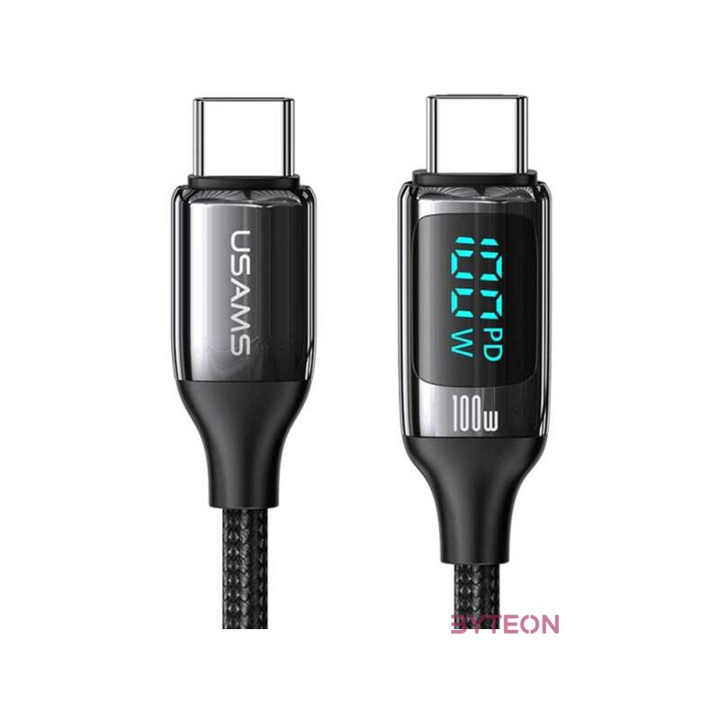 Usams U78 Type-C To Type-C 100W PD Fast Charging  Data Cable 1,2m Black