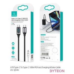 Usams U78 Type-C To Type-C 100W PD Fast Charging  Data Cable 1,2m Black