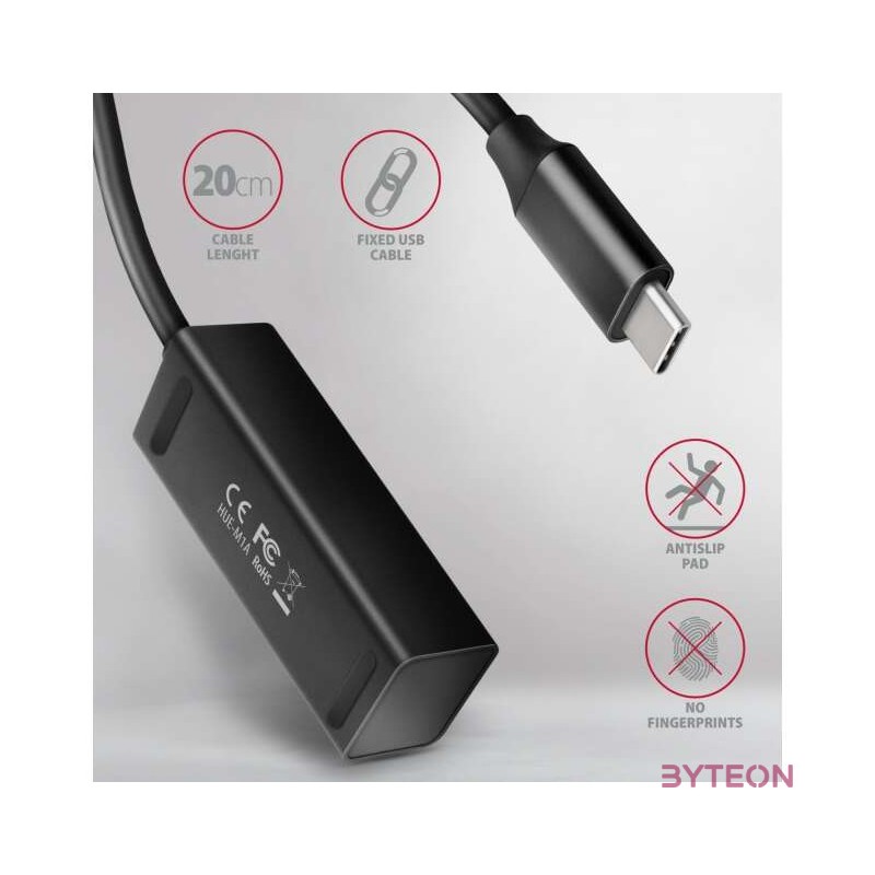 AXAGON HUE-M1C USB3.2 Type-C Hub 4-port metal black