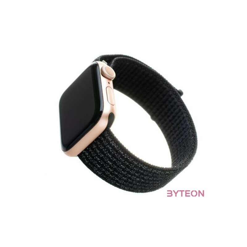 FIXED Nylon Strap Apple Watch 42,44,45mm, reflective Fekete