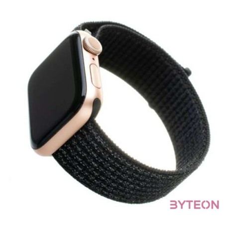 FIXED Nylon Strap Apple Watch 42,44,45mm, reflective Fekete