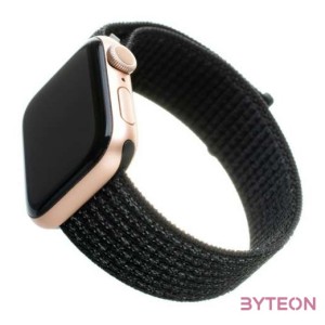 FIXED Nylon Strap Apple Watch 42,44,45mm, reflective Fekete