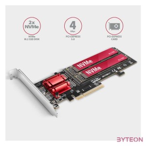 AXAGON PCEM2-ND PCIE 2X NVME M.2 Adapter