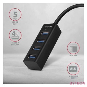 AXAGON HUE-M1C USB3.2 Type-C Hub 4-port metal black