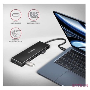 AXAGON HUE-F7C SuperSpeed USB-C FLAT CHARGING HUB Black