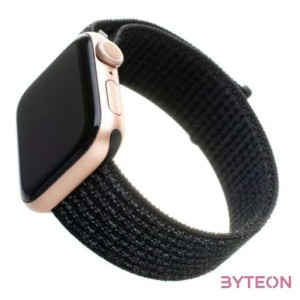 FIXED Nylon Strap Apple Watch 42,44,45mm, reflective Fekete