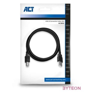 ACT AC3032 USB 2.0 connection cable A male - B male 1,8m Black