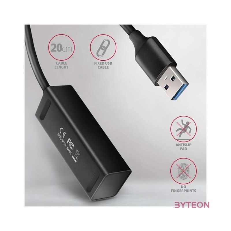 AXAGON HUE-M1A USB3.2 Hub 4-port metal black