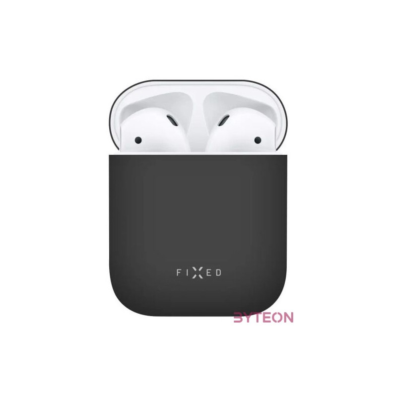 FIXED Ultrathin Szilikon Tok Silky Apple Airpods, Fekete