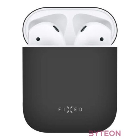 FIXED Ultrathin Szilikon Tok Silky Apple Airpods, Fekete