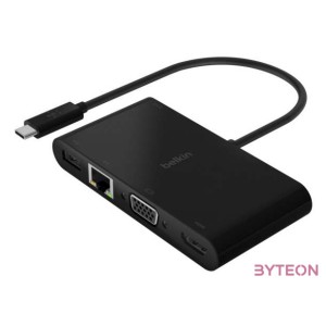 USB-C TO GIGABIT-ETHERNET,HDMI VGA,USB-A ADAPTER 100W PD BLACK