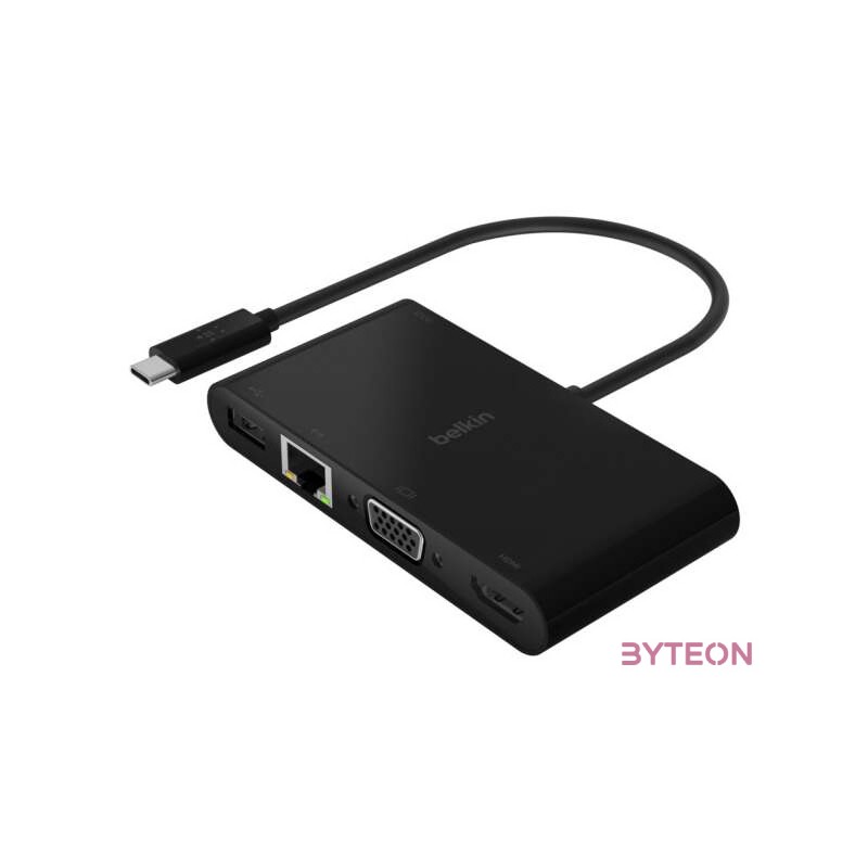 USB-C TO GIGABIT-ETHERNET,HDMI VGA,USB-A ADAPTER 100W PD BLACK