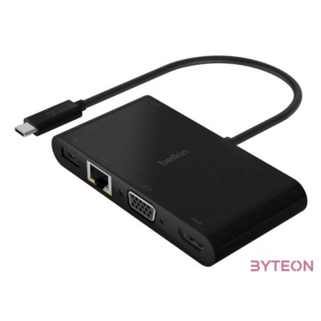 USB-C TO GIGABIT-ETHERNET,HDMI VGA,USB-A ADAPTER 100W PD BLACK