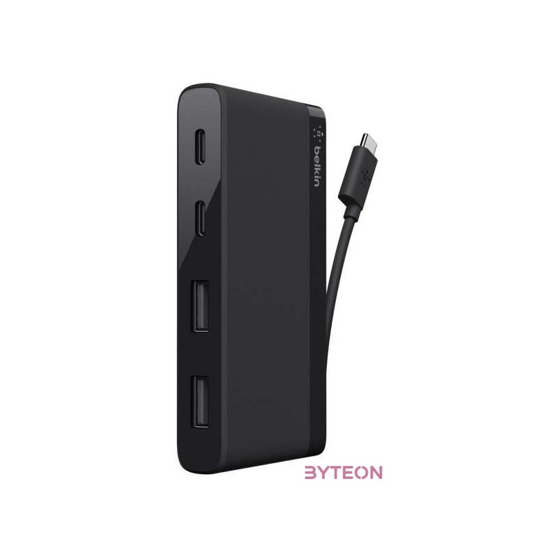 4-PORT USB-C TRAVEL HUB 2XUSB A,2XUSB C BLACK