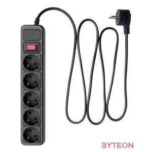 Akyga AK-SP-06A Túlfeszültségvédő Kapcsolóval 5DIN 1,8m Black