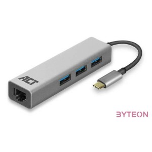 ACT AC7055 USB-C Hub 3 port with Gigabyte Ethernet Grey