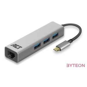 ACT AC7055 USB-C Hub 3 port with Gigabyte Ethernet Grey