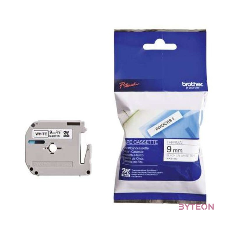 MK-221SBZ PLASTIC LABELLINGTAPE 9MM 4M BLACK ON WHITE NON-LAMIN