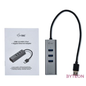 I-TEC USB 3.0 3-PORT HUB  GLAN 3X USB 3.0 RJ-45 SPACE GREY