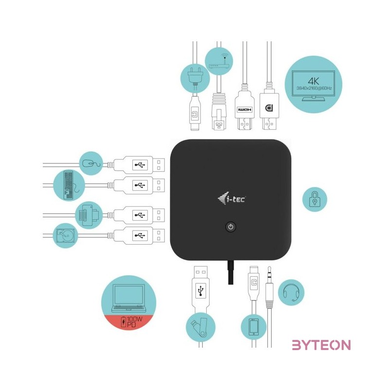I-TEC USB-C HDMI DP DOCK PD100W 2X LCD DOCK  CHARGER-C112W
